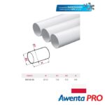 Pagarinājuma caurule ventilācijas difuzoru iebūves kārbām Awenta Pro VPB125 | DN 125 x L=250 mm. Balta PVC