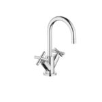 Dornbracht Tara 22513892-00 ūdens jaucējkrāns izlietnei ar noplūdes pacēlājmehānismu. Ūdens izvada projekcija/pārkare 165 mm. Hromēts.