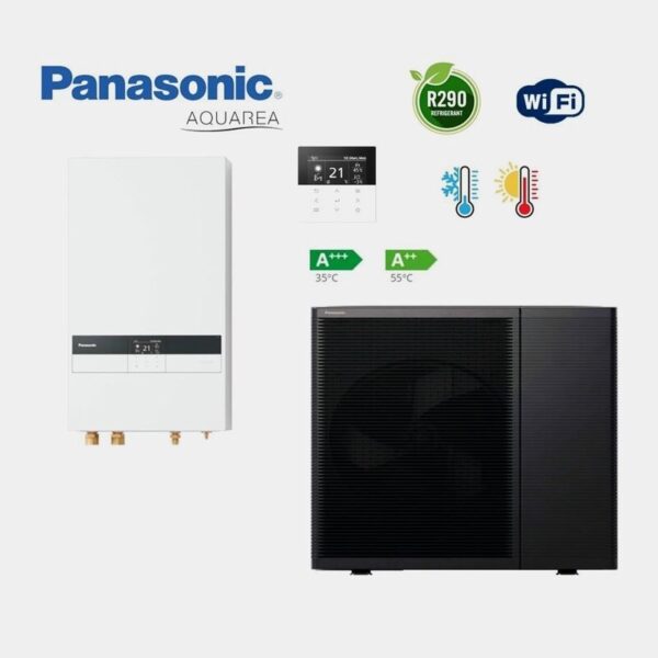 Panasonic siltumsūknis „Aquarea" L || 5 KW. „Bi-Bloc” || Hydro Split, 230V, R290. Tips : Gaiss => Ūdens „L ” ģenerācija.  6 KW elektriskais atbalsta piesildīšanas sildelements. - Image 1