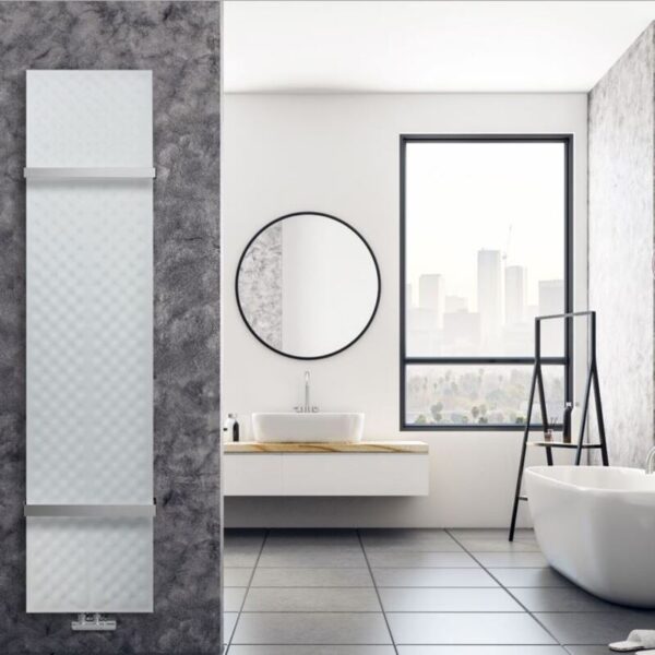 Dizaina radiators MINOA PILLOW | H=1770 x L=590 mm. Q= 1068 W (75/65/20). Krāsots matēti balts RAL 9016. Pieslēgums apakšā pa vidu. - Image 4