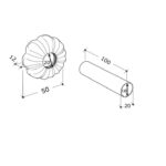 Retro stila dekoratīvā uzlika DN50 komplektā ar dekoratīvo nosegcauruli DN20 x L=100 mm. Dizaina sērija Renaissance. Virsma: satin niķelis / Inox look - Image 2