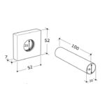Kvadrātveida dekoratīvā uzlika 52 x 52 mm komplektā ar dekoratīvo nosegcauruli DN20 x L=100 mm. Serie Quaro. Virsma: krāsots melns (matēts) - Image 2