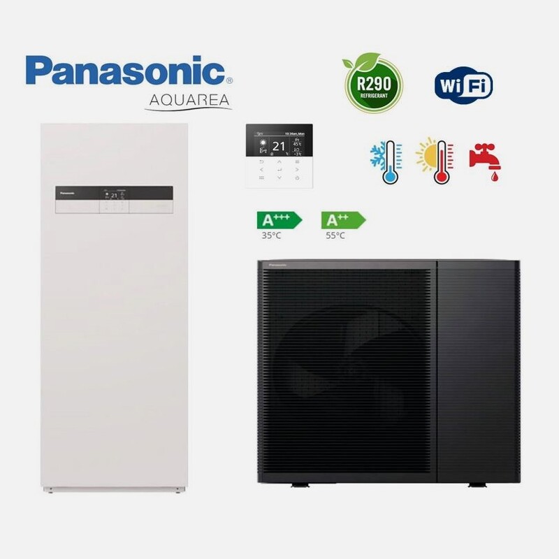 panasonic_siltumsuknis_gaiss_udens_aquarea_all_in_one_1_6x6 Panasonic siltumsūknis Aquarea L | 5 KW | All in One | Hydro Split | 230V | R290 |Tips : Gaiss => Ūdens | L ģenerācija. 6 KW elektriskais atbalsta piesildīšanas sildelements. - Image 1